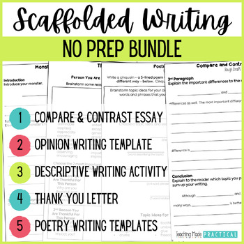 Preview of Scaffolded Writing Templates Bundle - Templates, Paragraph Frames, More