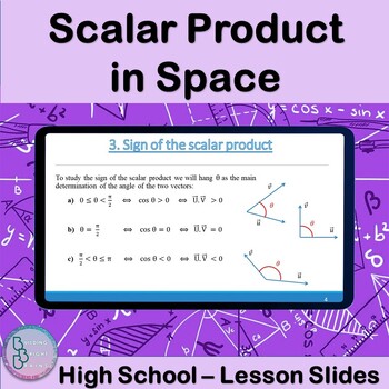 Preview of Scalar Product in Space | High School Math PowerPoint Lesson Slides | Cosine Law