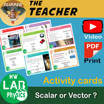 Preview of Scalar or Vector - Video & activity cards with lab stations with BONUS