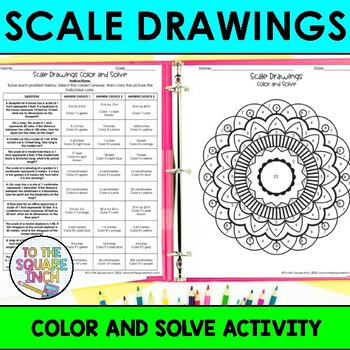 Preview of Scale Drawings Color & Solve Activity | Color by Number