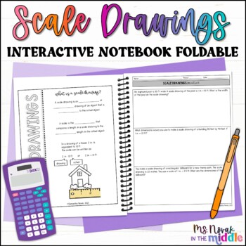 Preview of Scale Drawings Interactive Notebook Foldable and Practice Worksheet