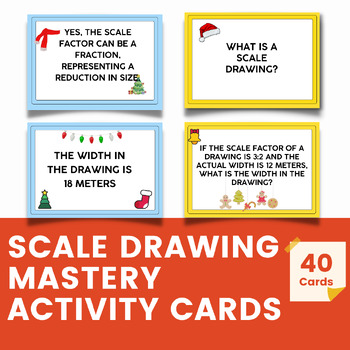 Preview of Scale Drawings Mastery Flashcards 7th Grade Christmas Theme CCSS 7.G.A.1