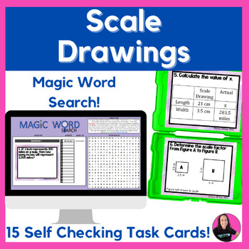 Preview of Scale Drawings Task Cards Printable and Digital Activity