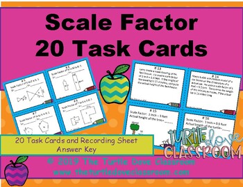 Preview of Scale Factor 20 Task Cards with images and word problems  - Print and Teach!
