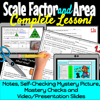 Preview of Scale Factor and Area - Mystery Picture, Video Notes and Mastery Checks