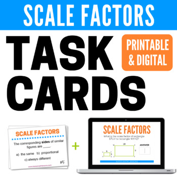 Preview of Scale Factors of Similar Figures Task Cards and Digital Boom Cards