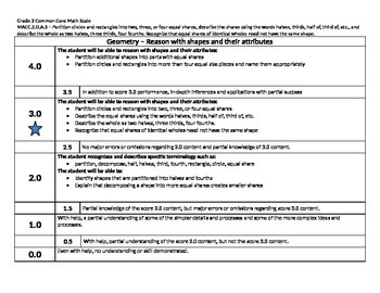 Preview of Scale Math Common Core 2nd Grade MACC.2.G.A.3 Geometry 2GA3 Marzano Gr 2 CCSS