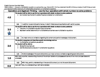 Preview of Scale Math Common Core 4th Grade MACC.4.OA.A.1 Operations Algebraic 4OAA1 Gr 4