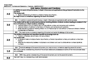 Preview of Scale Math Common Core 5th Grade Number Fraction 5.NF.B.7 CCSS Gr 5 Marzano MACC