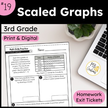 Preview of Scaled Graphs Math Worksheets & Exit Tickets - iReady Math 3rd Grade Lesson 19