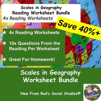 Preview of Scales in Geography Lesson Reading Worksheet Bundle **Editable**