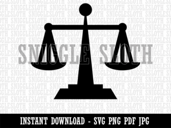Preview of Scales of Justice Legal Lawyer Icon B&W Clipart Digital Download SVG PNG JPG
