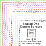 Scallop Dot Doodle Borders Clip Art PNG Blackline Included