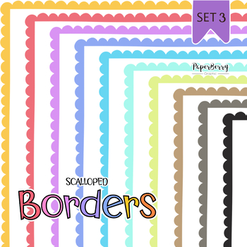 Scalloped Page Borders , 40 Colorful Rainbow Clip Art Frames #SET 3