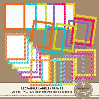 Scalloped Rectangle Labels and Frames in Chevron and Bright Solid ...
