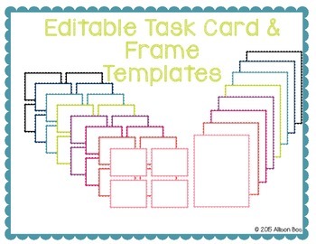 Preview of Scalloped Task Card and Border Templates - Blank and Editable