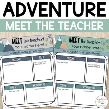 Preview of Adventure Meet the Teacher Template | Meet the Teacher Handout | Mountain