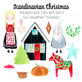 Scandinavian Christmas Watercolor Clip Art: Set 1 of 3