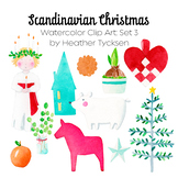 Scandinavian Christmas Watercolor Clip Art: Set 3 of 3
