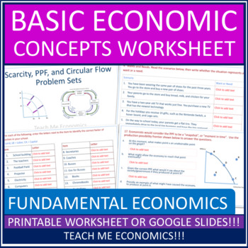 Preview of Scarcity PPF Circular Flow Factors Production Basic Economics Economic Worksheet