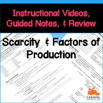 Preview of Scarcity and Factors of Production Instructional Videos, Guided Notes, & Review