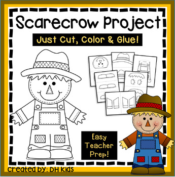 Preview of Scarecrow Art Project, Fall Art, Autumn Cut & Color, Bulletin Board Art