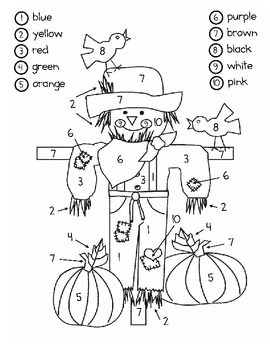 scarecrow color by number 1 10 by the first grade diaries tpt