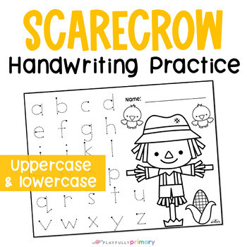 Preview of Scarecrow Coloring + Alphabet Tracing, Fall Handwriting Practice