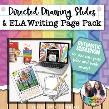 Preview of Scarecrow Directed Drawing Automatic PPT | ELA Writing Pages