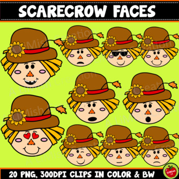 Preview of Scarecrow Faces And Emotions Clipart (DOLLAR DEAL!)