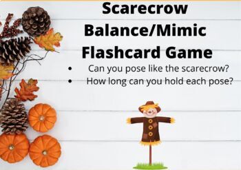 Preview of Gross Motor Scarecrow Flashcard Game-PDF and VIDEO version