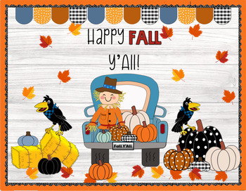 Preview of Scarecrow Pumpkin Patch Fall Bulletin Board, Classroom & Door Decor, Printable