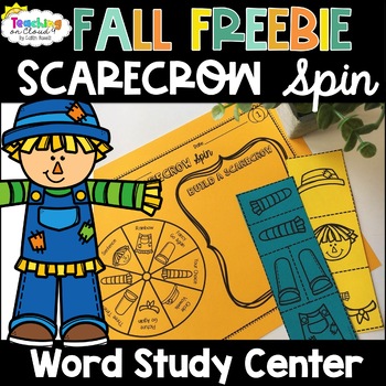 Preview of Scarecrow Spin Spelling and Vocabulary Center Game for Any Word Work Word