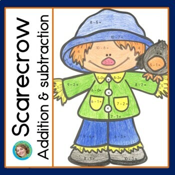 Preview of Fall Addition and Subtraction Within 20 Scarecrow Theme No Prep Worksheets