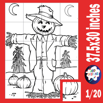 Preview of Scarecrow collaborative poster art coloring pages / fall bulletin board craft