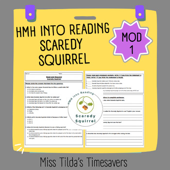 Preview of Scaredy Squirrel - Grade 3 HMH into Reading