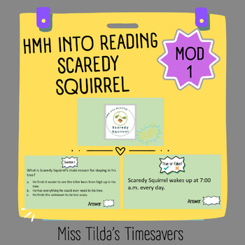 Preview of Scaredy Squirrel Quiz - Grade 3 HMH into Reading
