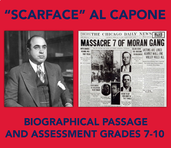 Preview of Scarface Al Capone : Reading Comprehension Passage and Assessment