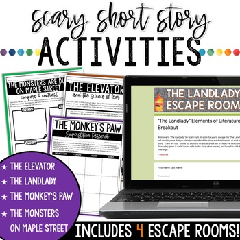 Preview of Scary Short Stories Unit - Horror Stories for Halloween in Middle School ELA