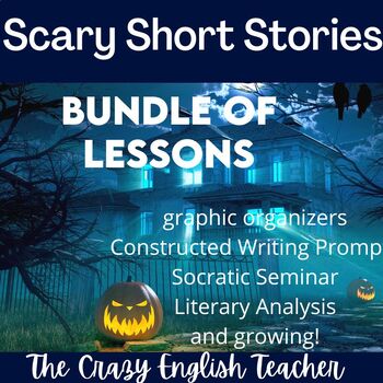 Preview of Scary Short Story Stations Unit Bundle of Lessons Growing for Fall and Halloween