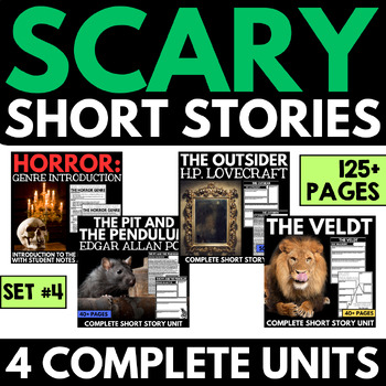 Preview of Scary Short Story Units - Horror Stories - Halloween Reading Comprehension