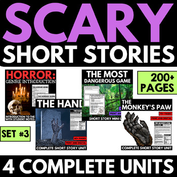 Preview of Scary Short Story Units - Horror Stories - Halloween Reading Comprehension