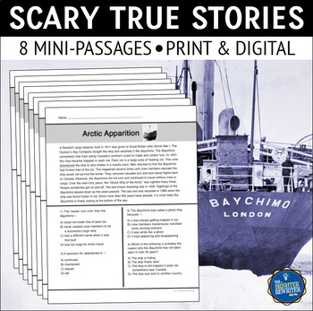 Preview of Scary Stories Nonfiction Reading Comprehension Passages