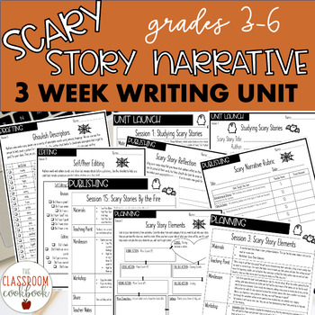 Preview of Scary Story Narrative Writing Unit- Spooky Writer's Workshop Unit