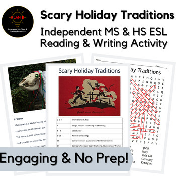 Preview of Scary Winter Holiday Traditions No Prep Middle & High School ESL Sub Activity