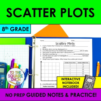 Preview of Scatter Plot Notes & Practice | Guided Notes | + Interactive Notebook Pages