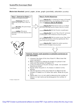 Scatter Plot Scavenger Hunt Activity By Theresa Simmons Tpt