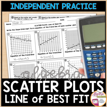 Preview of Scatter Plots and Line of Best Fit Practice Worksheet