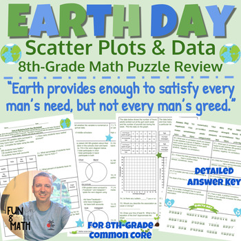 Preview of Scatter Plots & Data Earth Day Puzzle Review