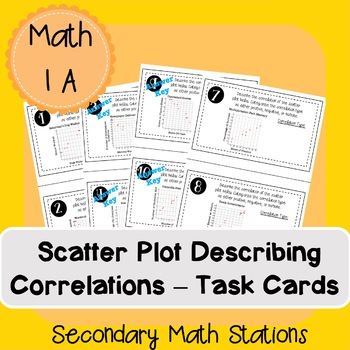 Preview of Scatter Plots -- Describing Correlations Task Cards